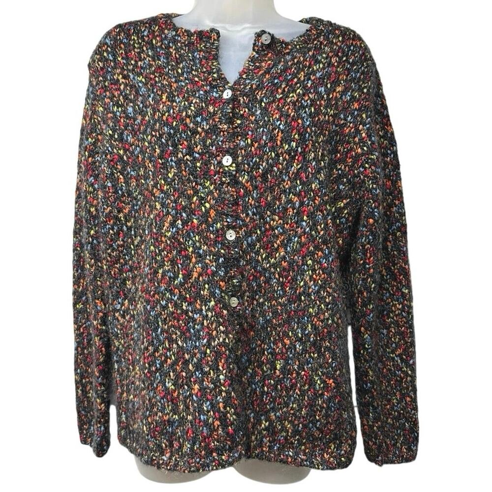 Northern Isles Mohair Blend Medium Cardigan Sweater Multicolor Vintage 90s